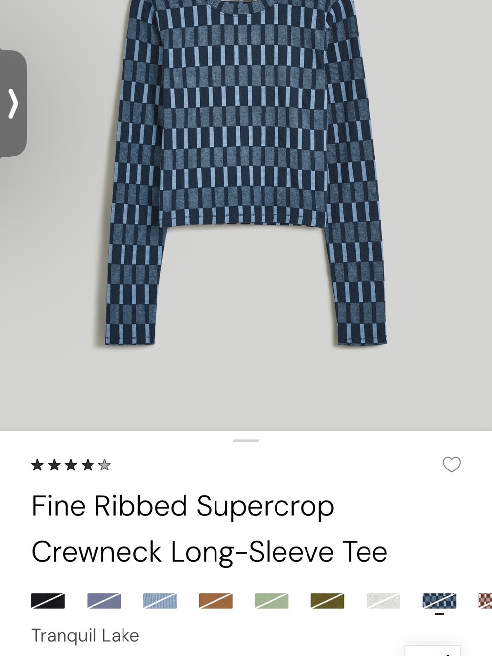 NWT Madewell Fine Ribbed Supercrop Crewneck Long-Sleeve Tee - Tranquil Lake Blue